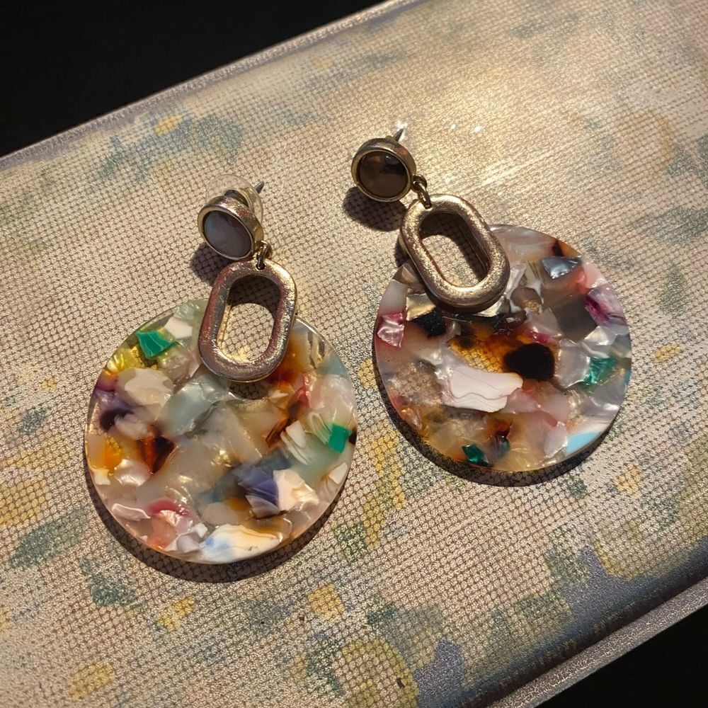 Colorful Acetate Dangly Statement Earrings